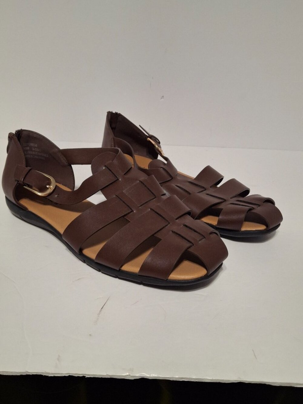 Comfortview Brown Fisherman Gladiator Sandals Adjustable Buckle Flats 11WW